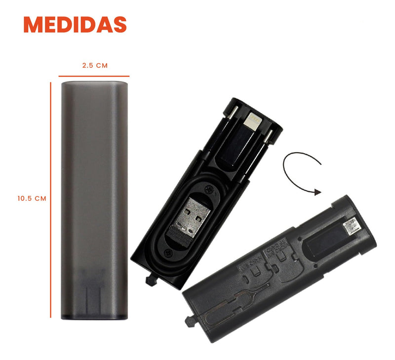 Kit Data Para Viajes Adaptador Carga Celulares Universal Usb Multiconector Cable 60W