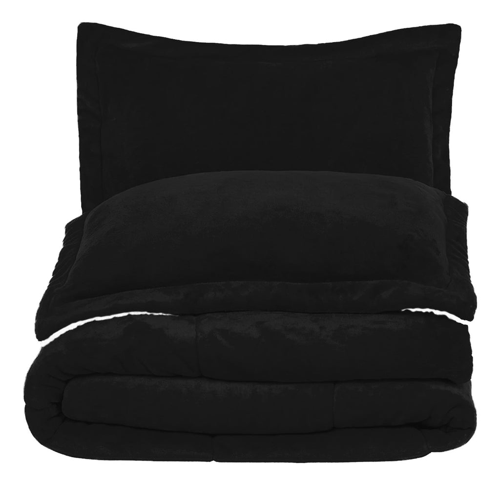 Cubrelecho Termico Doble Funda Almohadas Cama Doble Inn Home Negro Con Blanco