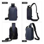 Morral Bolso Antirrobo Impermeable Con Puerto Usb Y Candado De Seguridad Azul