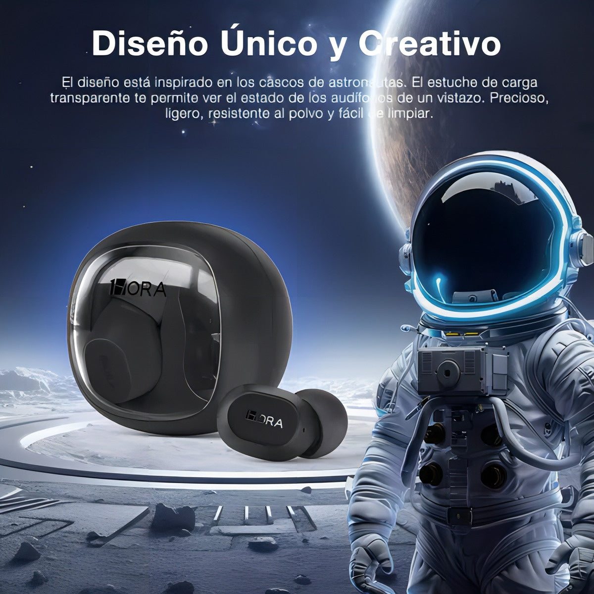 Audifonos Inalambricos 1Hora Bluetooth 5.3 In Ear Manos Libres 1-Hora Aut208N Accesorios Para Celulares Con Earbuds Cable Tipo C A C Color Negro