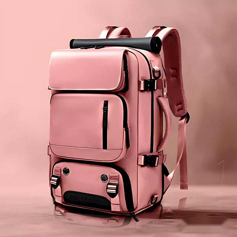 Combo Mochila Viajera + Organizador De Ropa Interior + Organizador Maquillaje Cosmetiquera Rosa