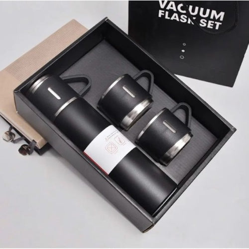 Termo 500Ml Acero Inoxidable Termico +3 Tazas Estuche Regalo