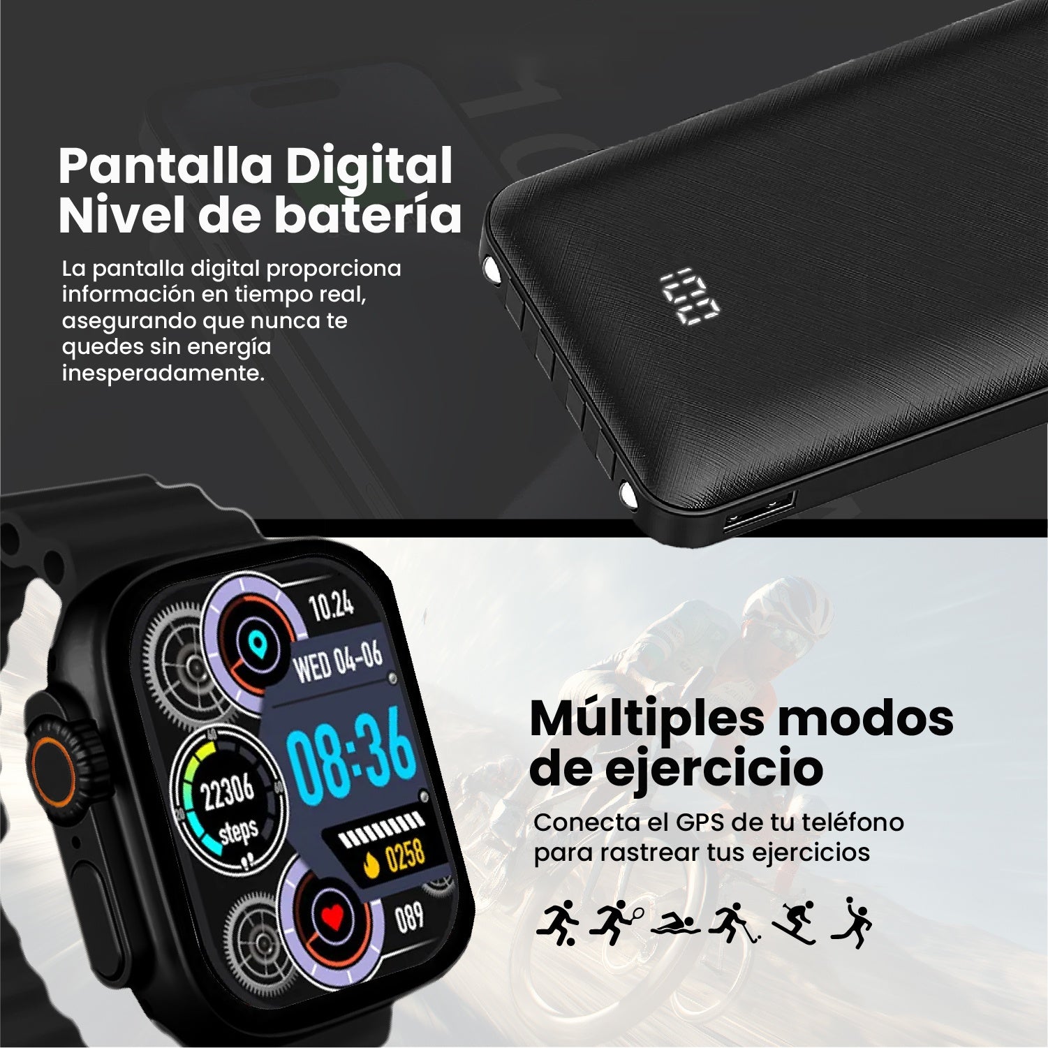 Smartwatch Deportivo Con 7 Pulsos Contesta Llamadas Con Bateria Portatil Para Celular