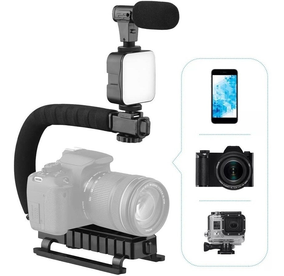 Estabilizador Camara Y Celular Luz Led Microfono Con Control