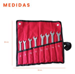 Juego Set Llaves Mixtas Chrome Vanadium 8 Piezas Rache Estuche