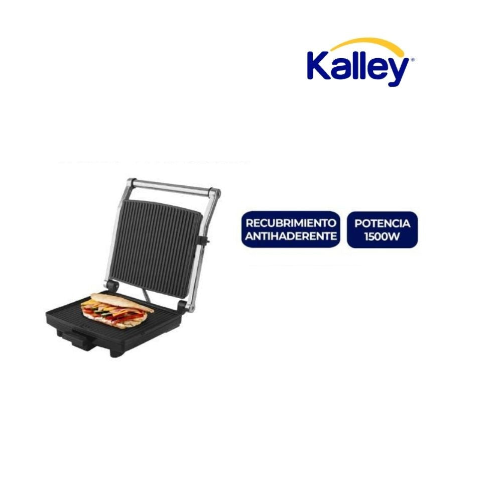 Asador Electrico Kalley 1500W Grill Sandwichera Parrilla Antiadherente