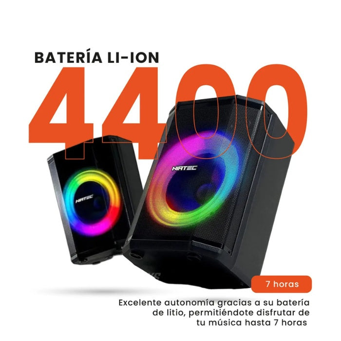 Parlante Bluetooth Portatil Recargable 30W Niatec 8 Rgb Tws Microfono Control Remoto