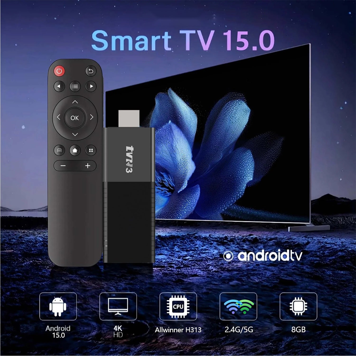 Android Tv Stick 4K Hdmi Con Magis Tv, Wifi, Netflix Y Apps Streaming
