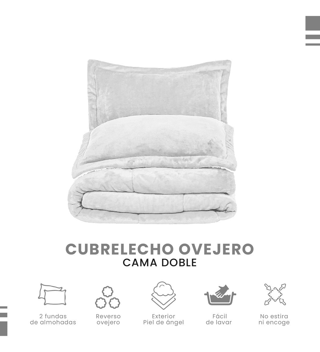 Cubrelecho Plumon Termico Doble Cara Con Funda De Almohadas Para Cama Doble Inn Home