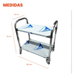 Carro Estante Organizador De Servicio 2 Niveles Acero Inoxidable Con Rodachines