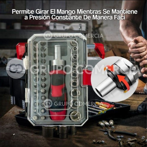 Kit Destornillador Con Copas Rache Multifuncion 36 Piezas