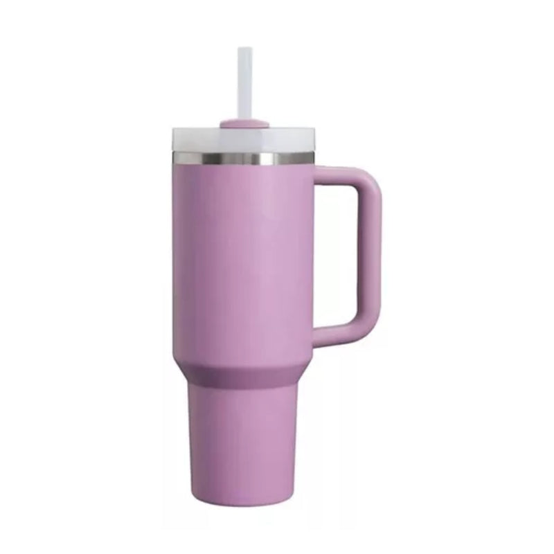 Termo Vaso Conserva Temperatura 1.2 L Acero Inoxidable Con Pitillo Lila Flask