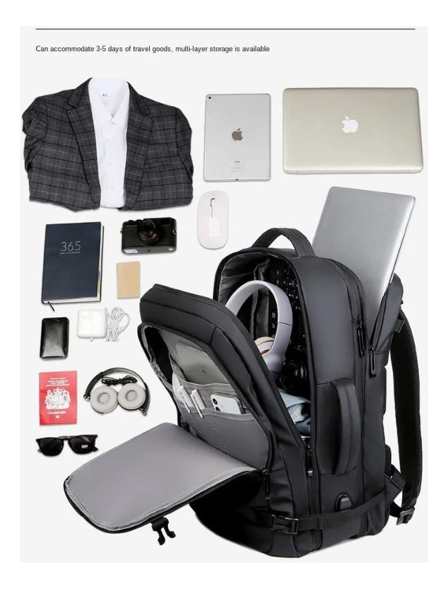 Maleta Bolso Morral Ejecutivo Universitario Para Laptop Pc Con Puerto Usb Premium Gris