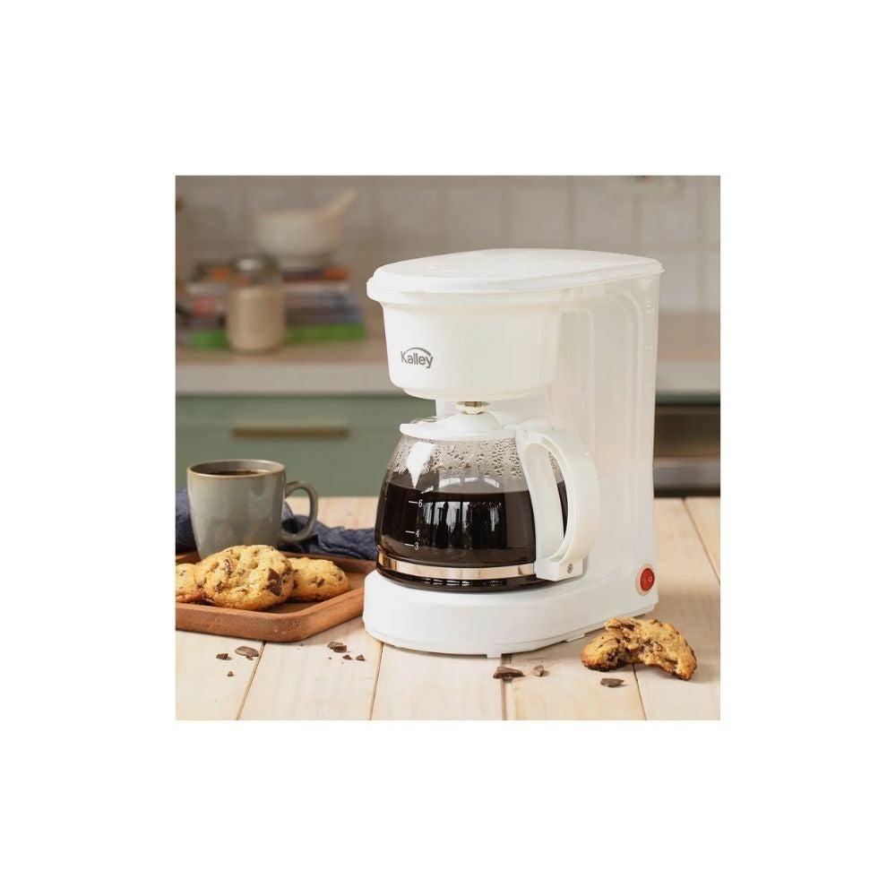 Cafetera Electrica Kalley Blanca 8 Tazas Con Filtro Permanente