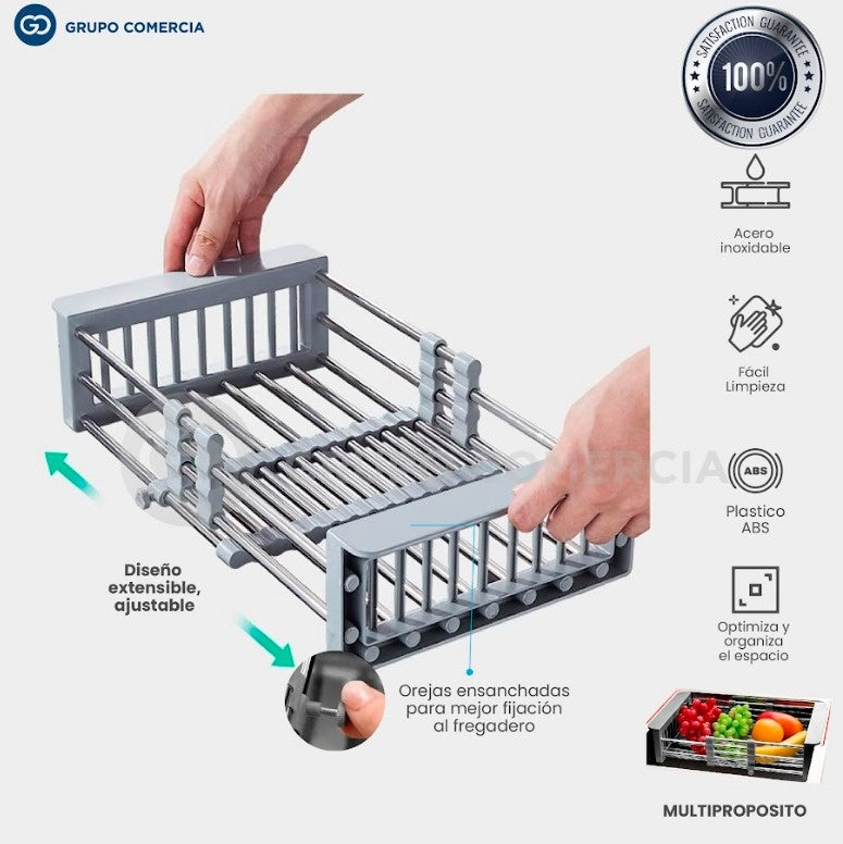 Secador De Platos Y Alimentos Expandible En Acero Inoxidable