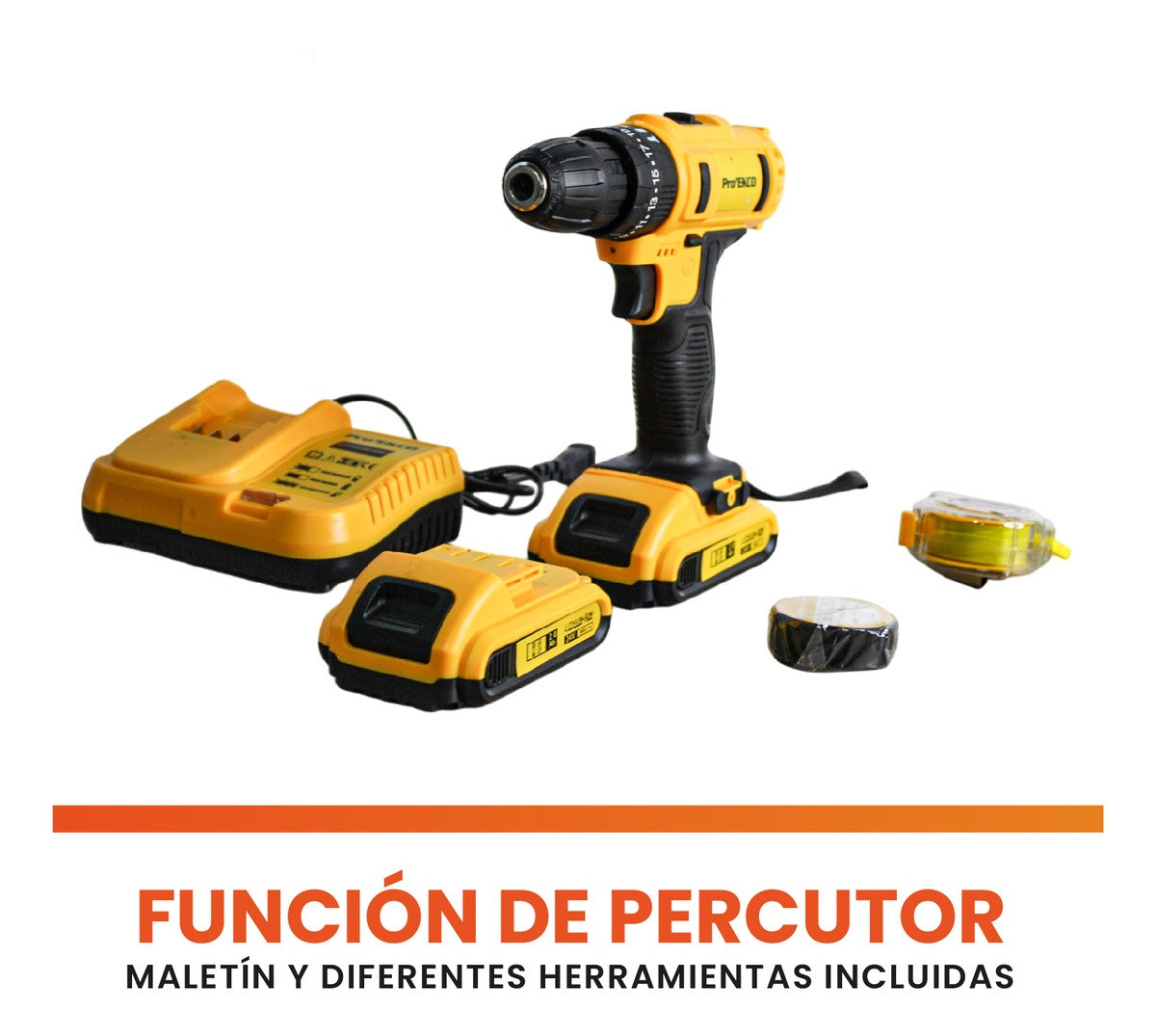 Taladro Inalambrico Doble Bateria 25V Con 30 Accesorios Estuche