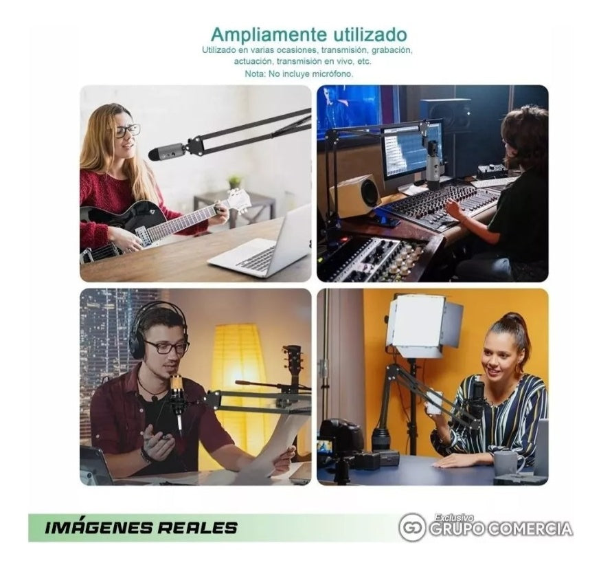 Pie De Microfono Fijo En Voladizo Ajustable Base Metalica