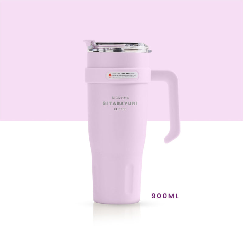 Termo Acero Inoxidable 900Ml Premium Sitarayuri Doble Boquilla Frio/Calor Coffee Rosado