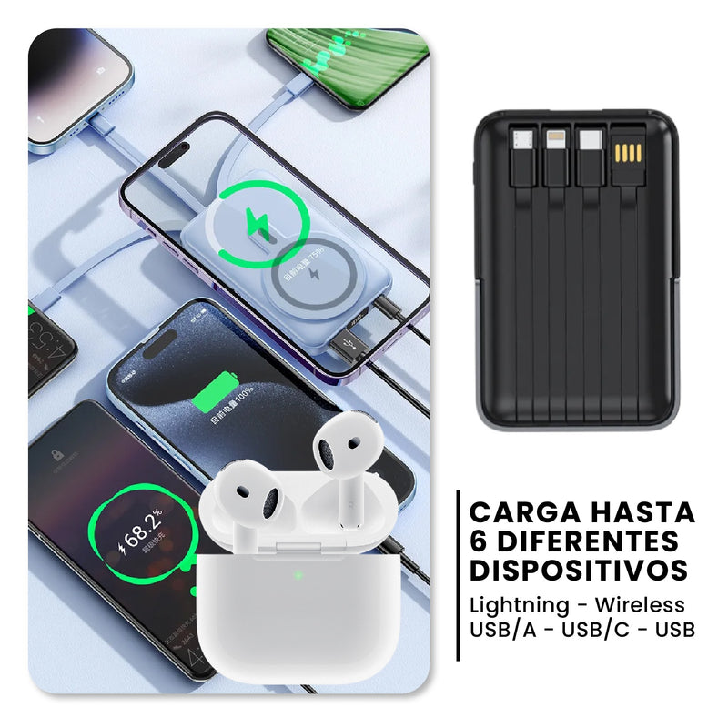 Powerbank Para Iphone Mag Safe 22.5W Carga Rapida + Audifonos Air Pod Tercera