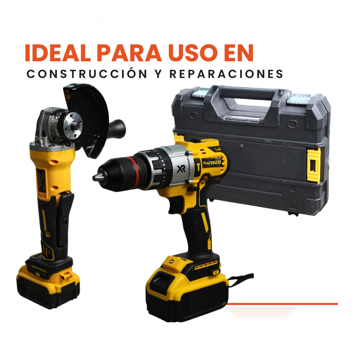 Taladro Con Pulidora Inalambrica 2 Baterias Con Estuche Semi-Profesional