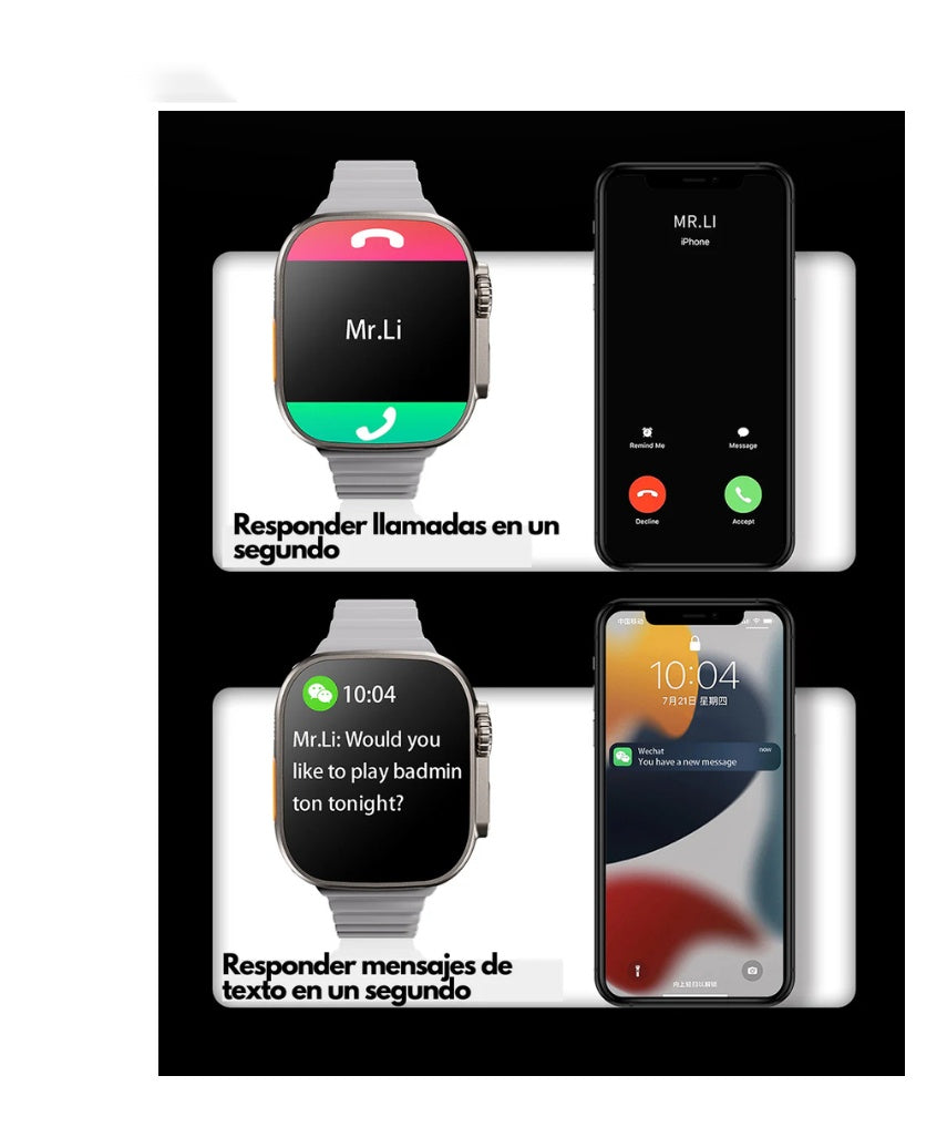 Smartwatch Mobulaa X8 Ultra Max 7 Pulsos Asistente De Voz Sport Innovo Tech