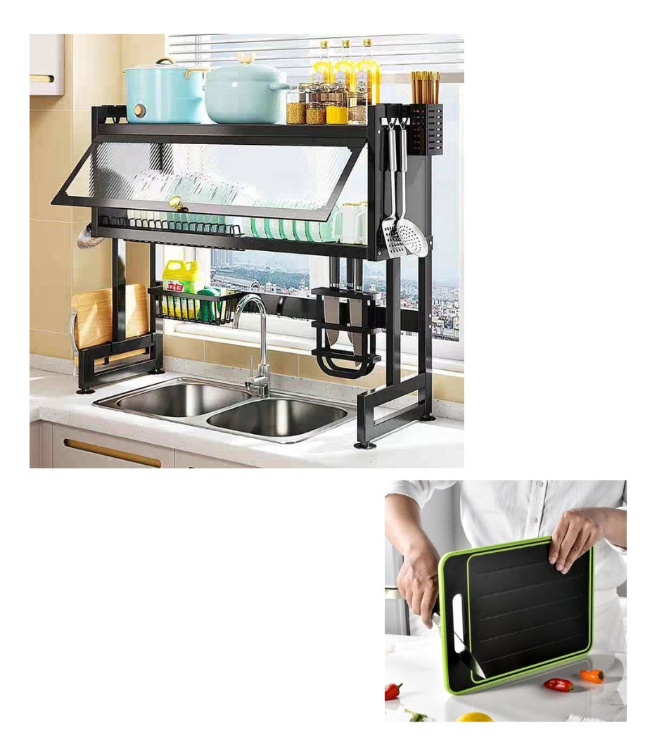 Platero Organizador De Loza Con Escurridor Tabla De Picar Todo En 1