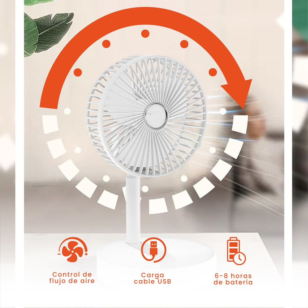 Mini Ventilador De Escritorio Mesa Recargable Con Base De Celular Ajustable 3 Velocidades