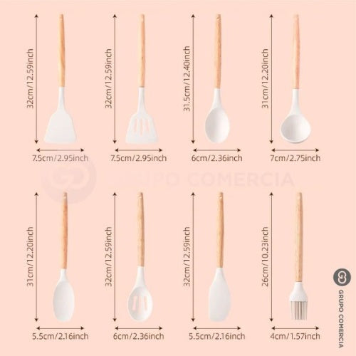 Set 19 Utensilios De Cocina Siliconados Alta Calidad Premium