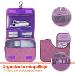 Combo Mochila Viajera + Organizador De Ropa Interior + Organizador Maquillaje Cosmetiquera Rosa