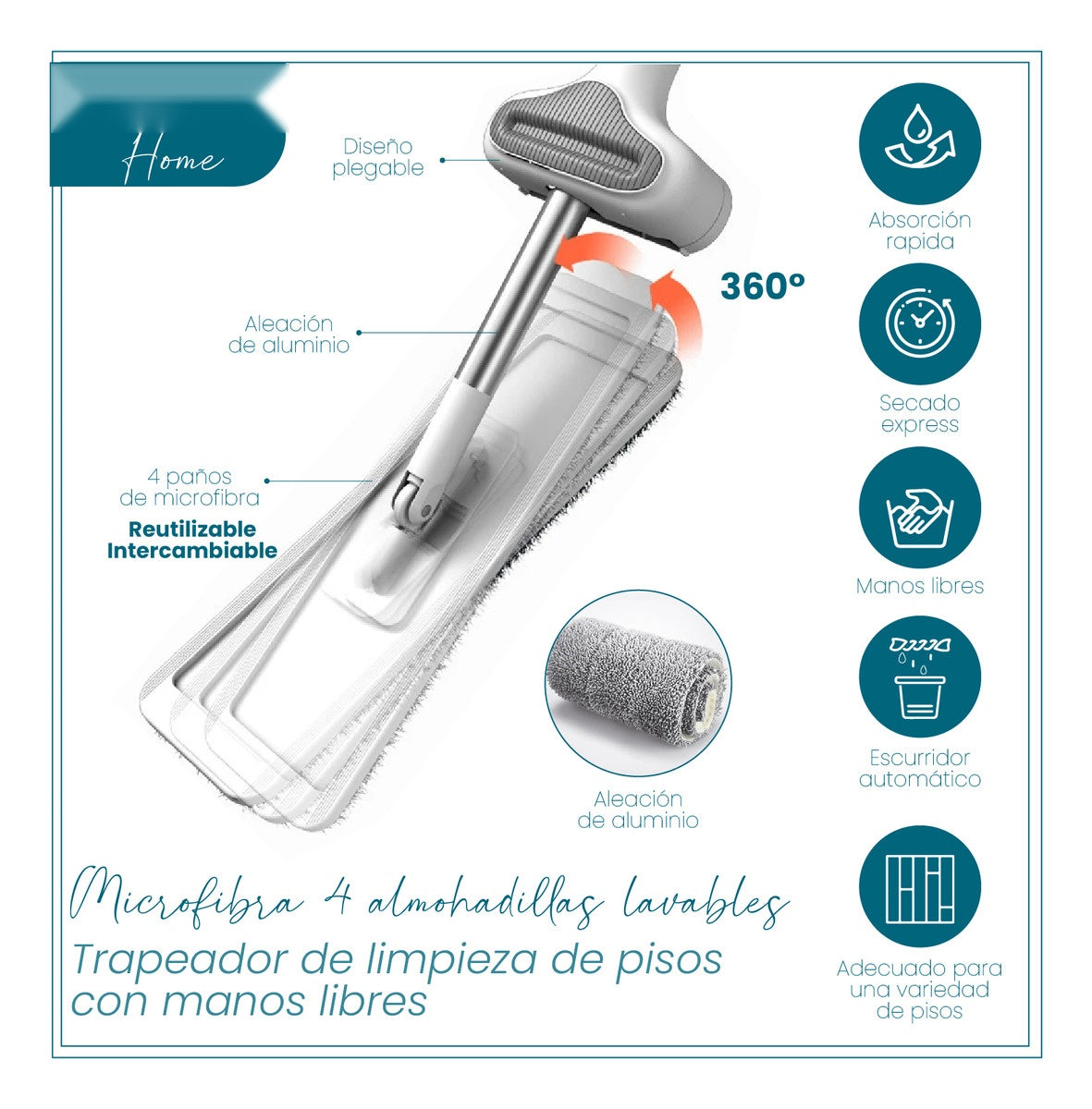 Trapeador Barredor Multifuncional Mopa Piso Laminados