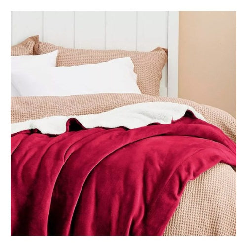 Cobija Termica Ovejera 180 X 240 Cm Suave Terciopelo Rojo