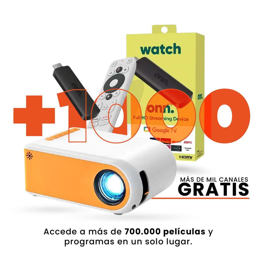 Proyector Portatil Yg300 + Watch Onn 4K Con Magic Tv Instalado Cine En Casa Hd Con Canales Y Peliculas
