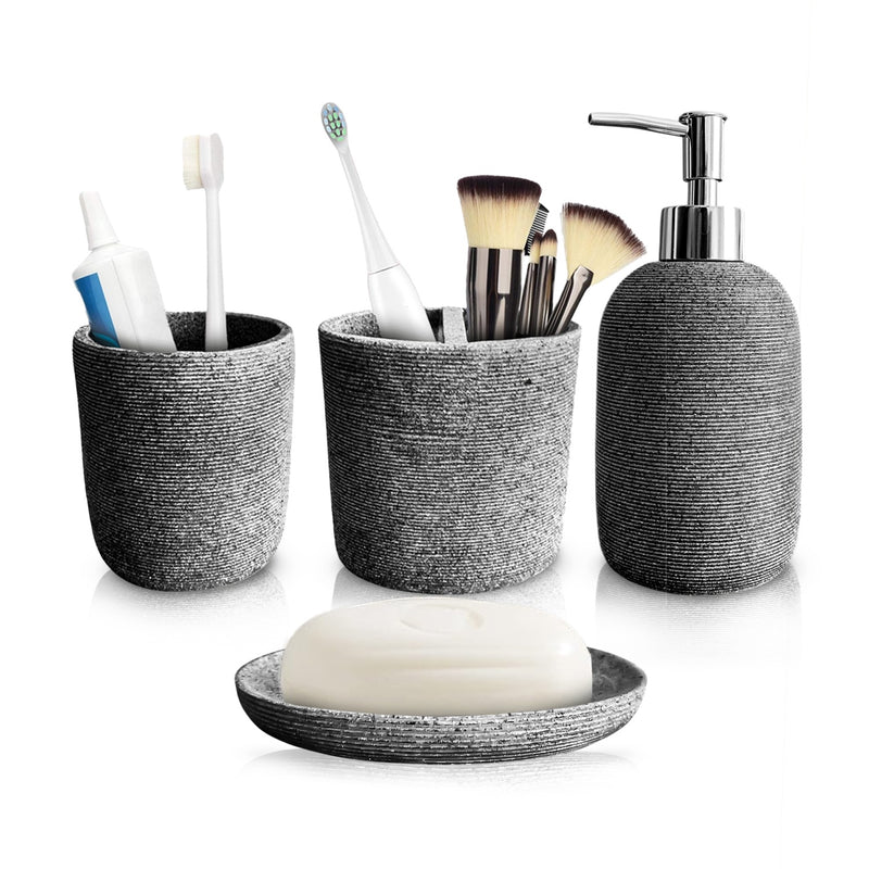 Organizador De Bano 4 Piezas De Lujo Con Dispensador De Jabon Premium Elegante
