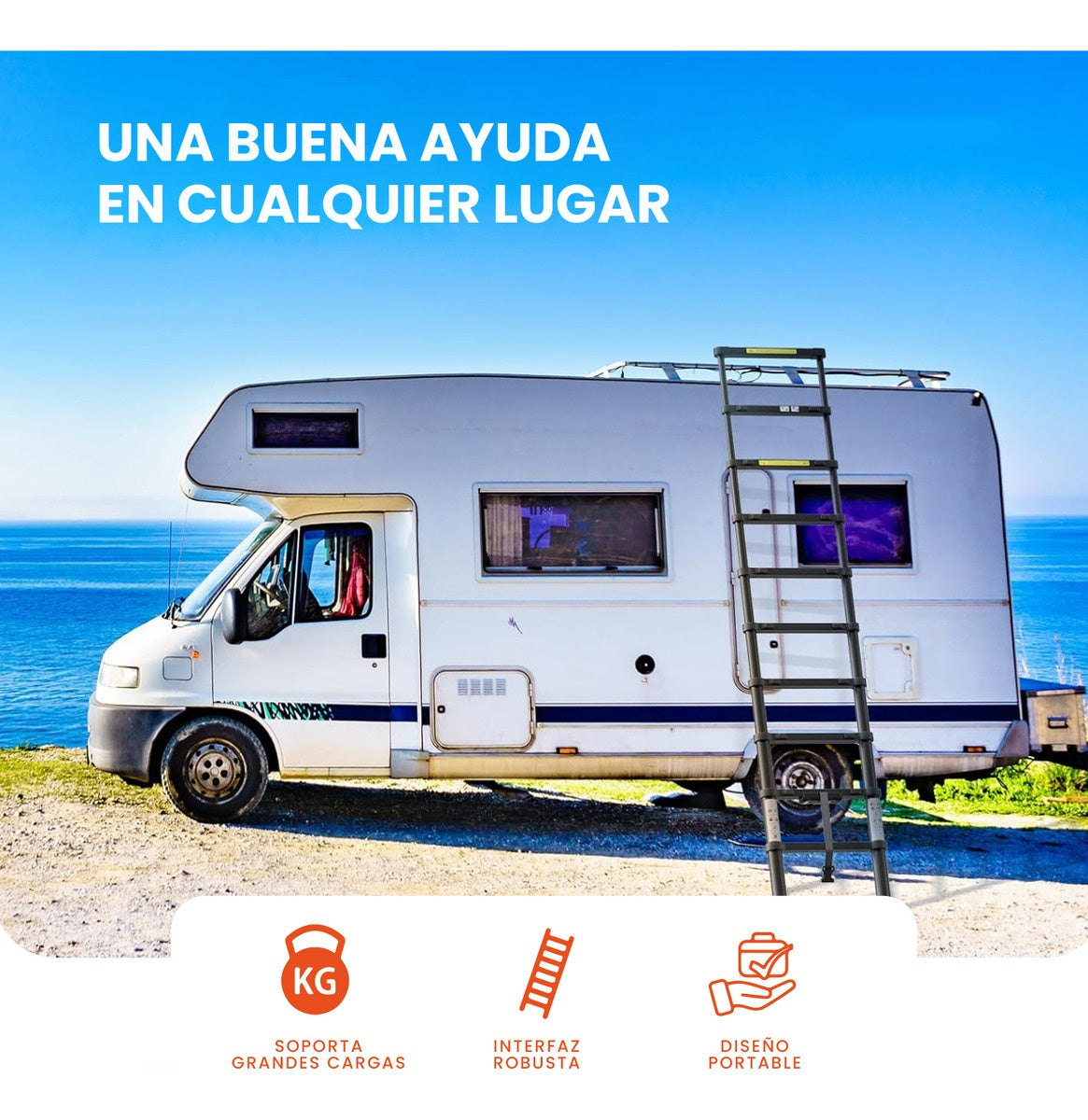 Escalera Telescopica 2.6 Metros Ajustable Aluminio Practica Innovo