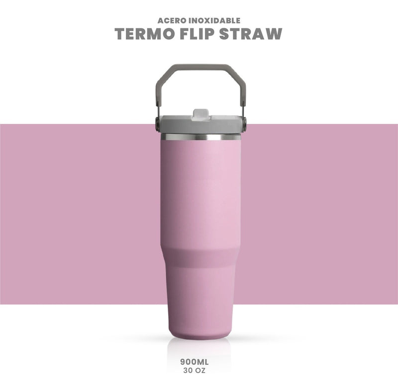 Termo Acero Inoxidable 900Ml Flip Straw Antiderrames