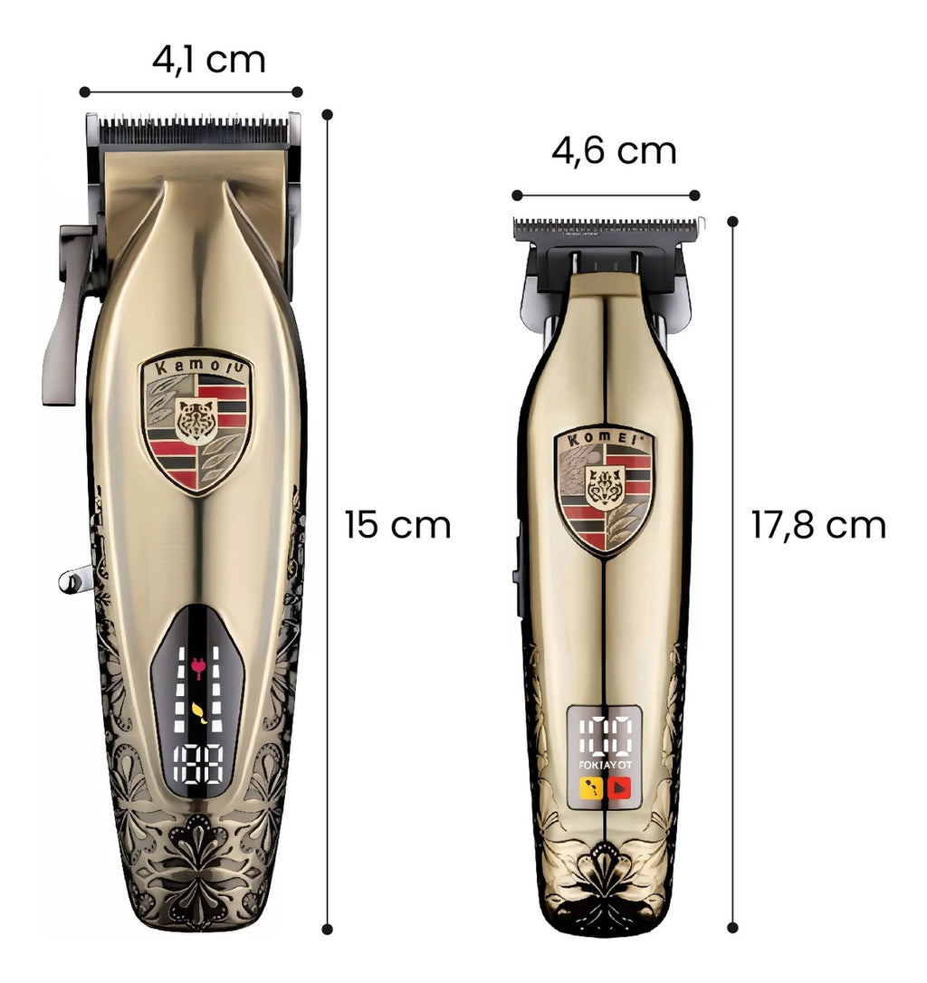 Duo Maquina Peluquera + Patillera Profesional Digital Kemei