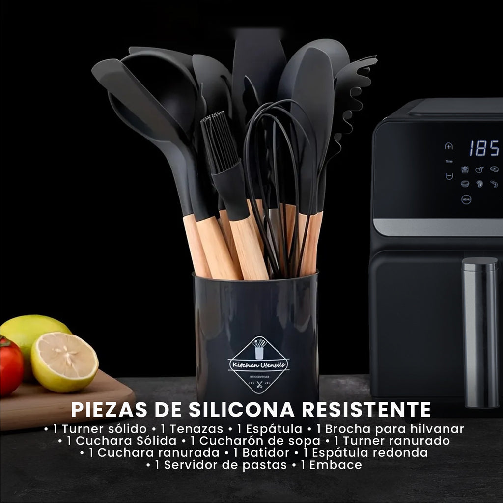Freidora De Aire Nobelsound Air Fryer Doble Bandeja Con Utensilios Cuchillos Incluidos