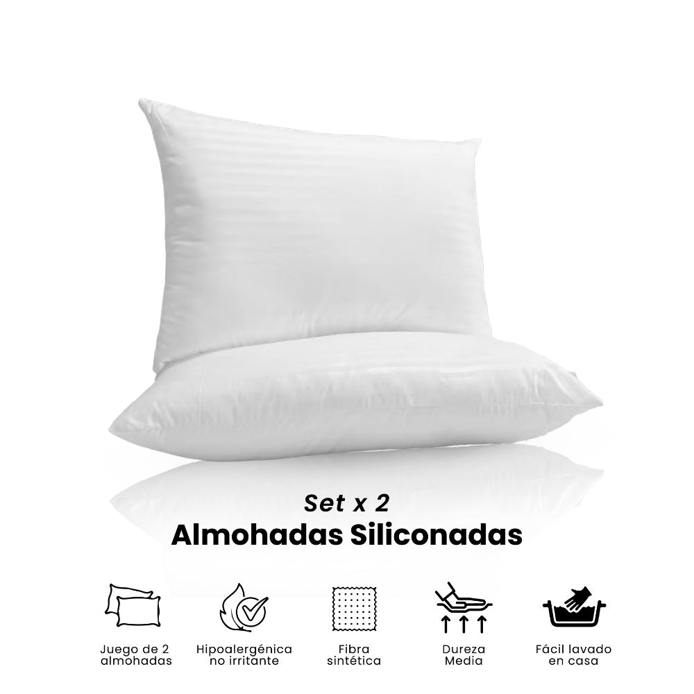 Combo Cubrelecho Termico Ovejero Doble Funda + 2 Almohadas Confort Siliconada