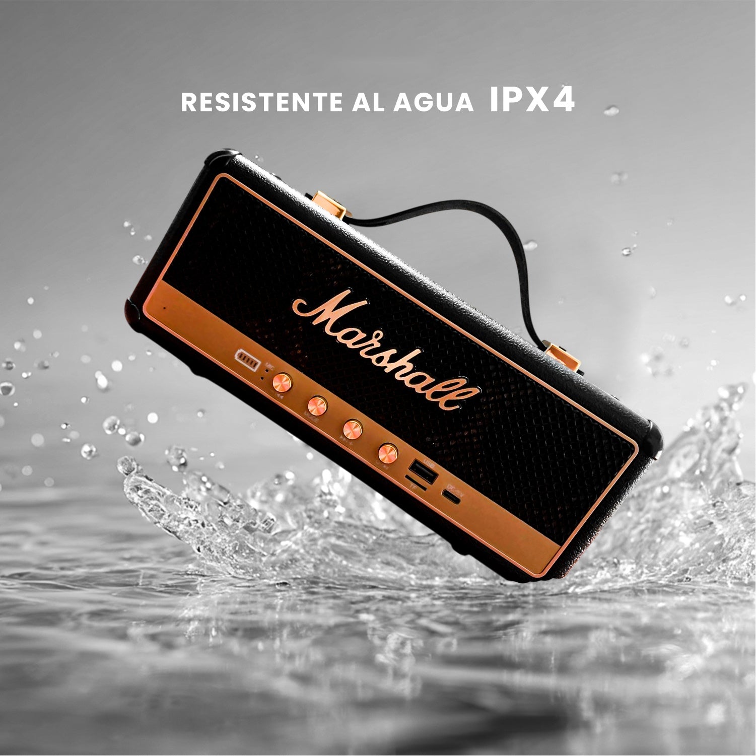 Parlante Bluetooth Sonido Potente Usb Mp3 Fm Marshall Clasic Negro Replica 1.1