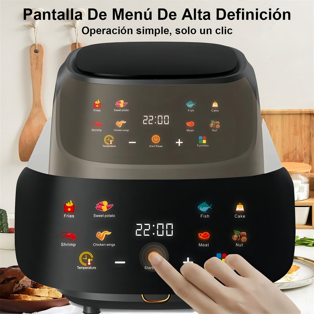 Electrica 8L Freidora De Aire Sin Aceite Horno Visua 2400W Color Negro