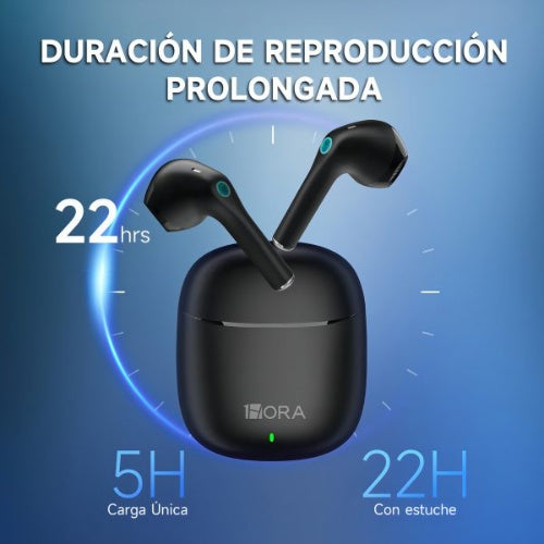 Audifonos Inalambricos 1Hora Auriculares Bluetooth Aut201 Color Negro