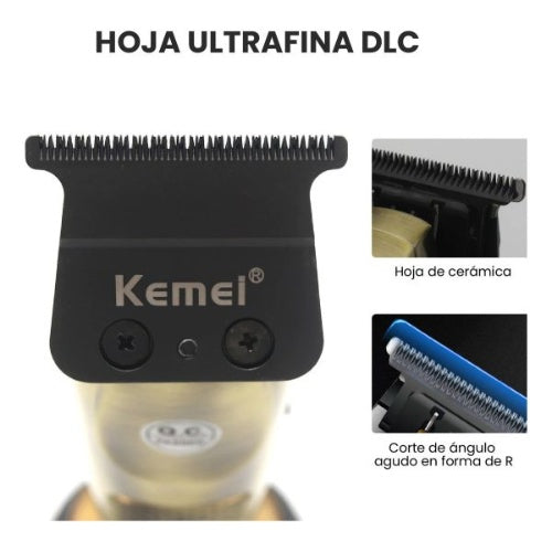 Patillera De Lujo Premium Kemei Pro Con Guias Pantalla Profesional
