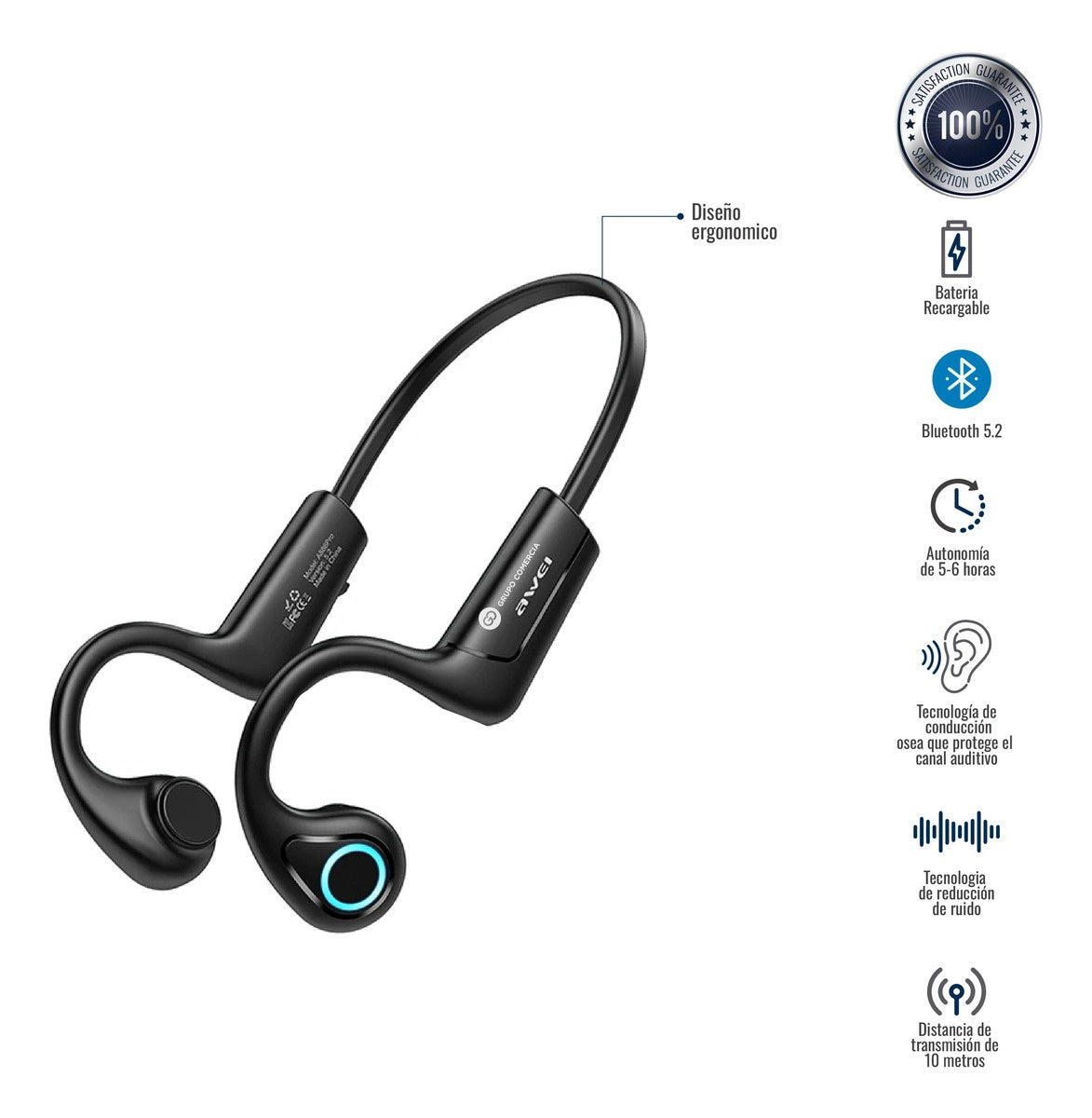 Audifonos Inalambricos Bluetooth Conduccion Osea Recargable