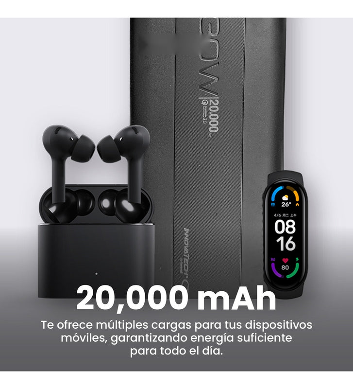 Power Bank Inalambrica 20.000 Mah Carga Rapida Wireless 30W 3.0