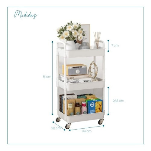 Organizador Estante 3 Niveles Con Ruedas Para Hogar