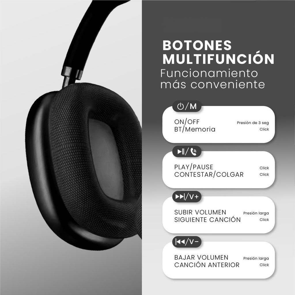 Combo K12 Smart Watch 7 Pulsos Negro V5.3 Wireless Con Audifonos Tactil Y Audifonos Diadema Innovo Tech