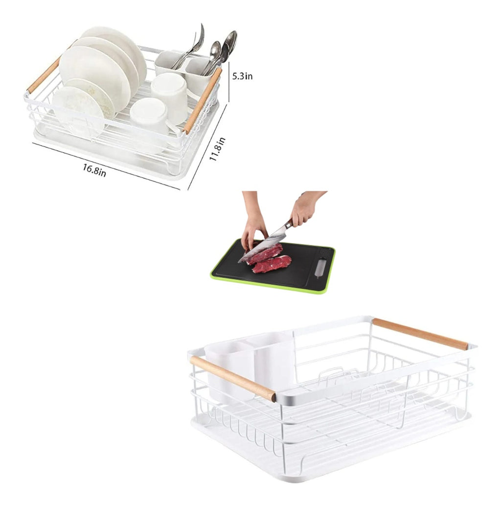 Platero Organizador De Loza Basic Home Metalico Con Bandeja Tabla Para Picar Multifuncion