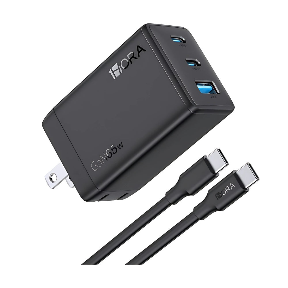 Cargador Tipo C 65W Gan 3 En 1 Carga Rapida Marca 1Hora