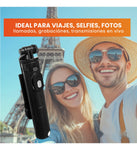 Tripode Palo Selfie Con Luz Recargable Monopie Viajero Portatil Ajustable Altura Maxima 1 M