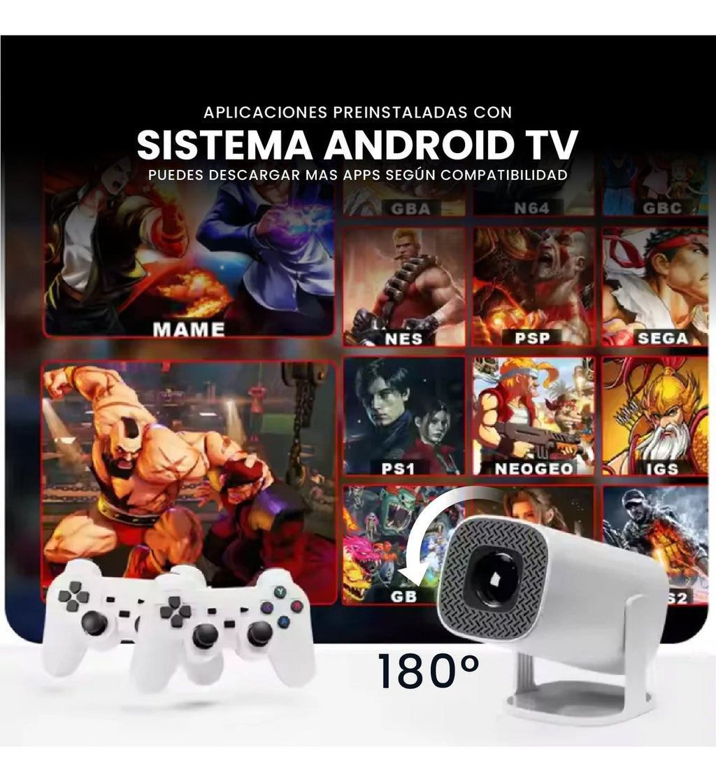 Proyector Smart S40 Max 4K Android 11 Wifi 5G + 2 Controles + Base Metalica +30.000 Juegos Y Apps